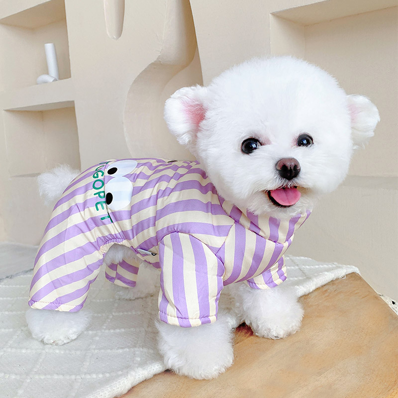 抖音热卖款斜条纹狗狗搞怪四脚衣