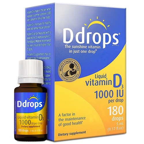 加拿大滴卓思ddrops成人维生素d3滴剂VD31000iu进口18-50岁适用