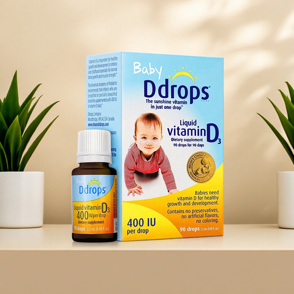Ddrops滴卓思新生婴儿维生素D3滴剂d3400IU宝宝口服液体0-1岁90滴