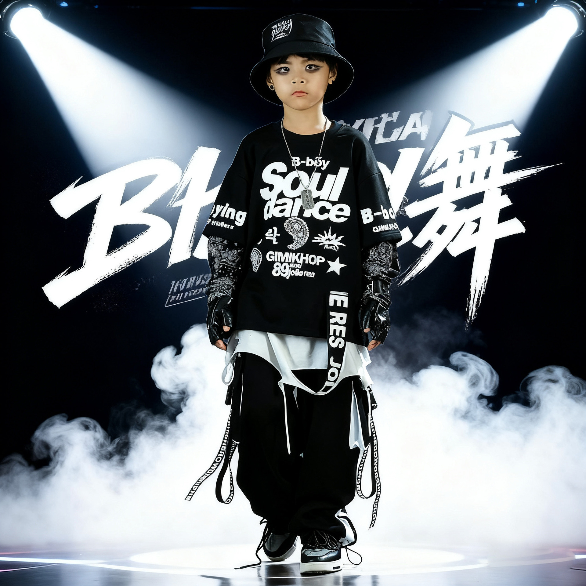 女街舞儿童潮服男童嘻哈演出服少儿hiphop套装走秀服架子鼓表演服