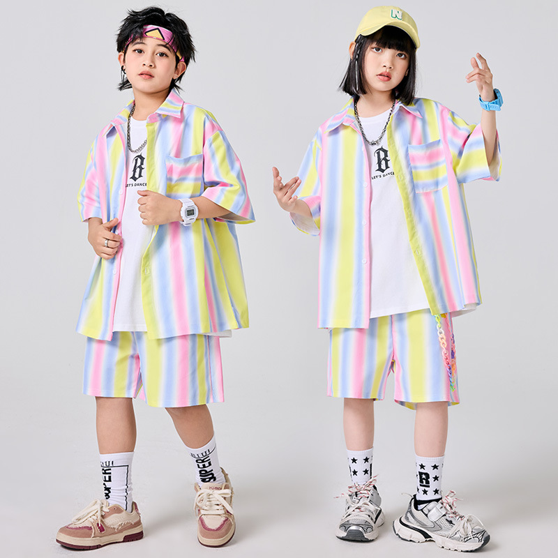 小学生街舞潮服演出服男童嘻哈套装女童爵士舞走秀潮流表演