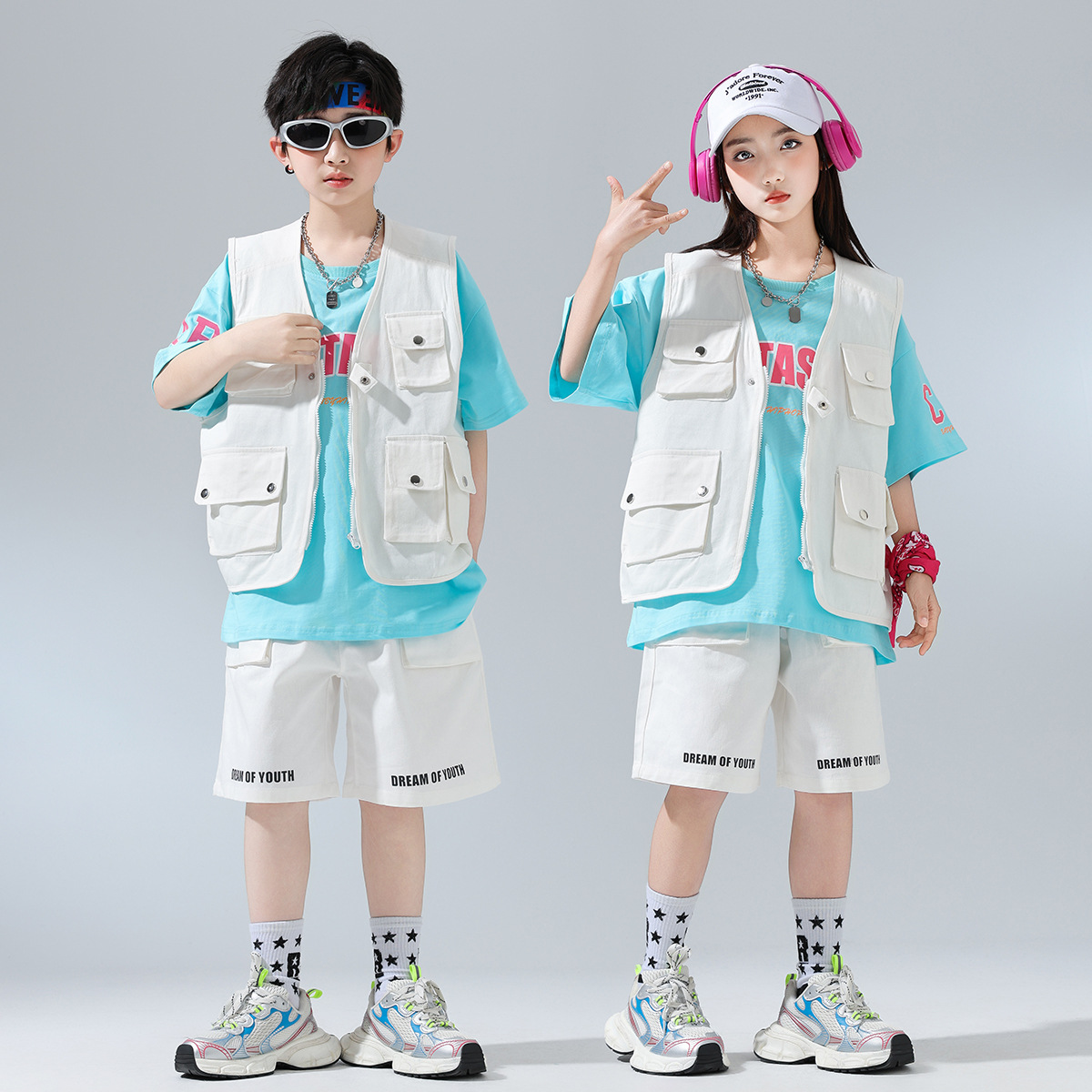 儿童街舞潮服男童嘻哈演出服女童士套装少儿走秀架子鼓六一表演服