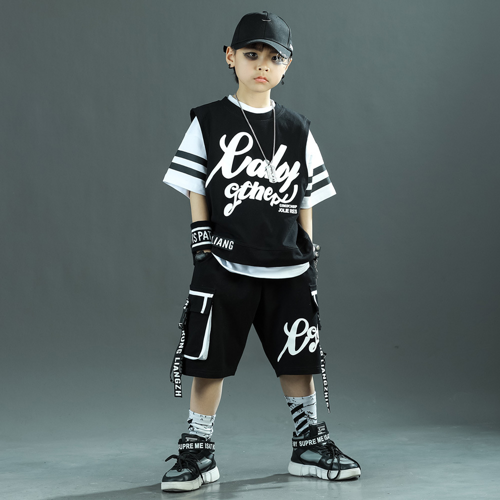 六一演出服夏季儿童街舞潮服嘻哈套装男女童现代舞蹈服少儿hiphop