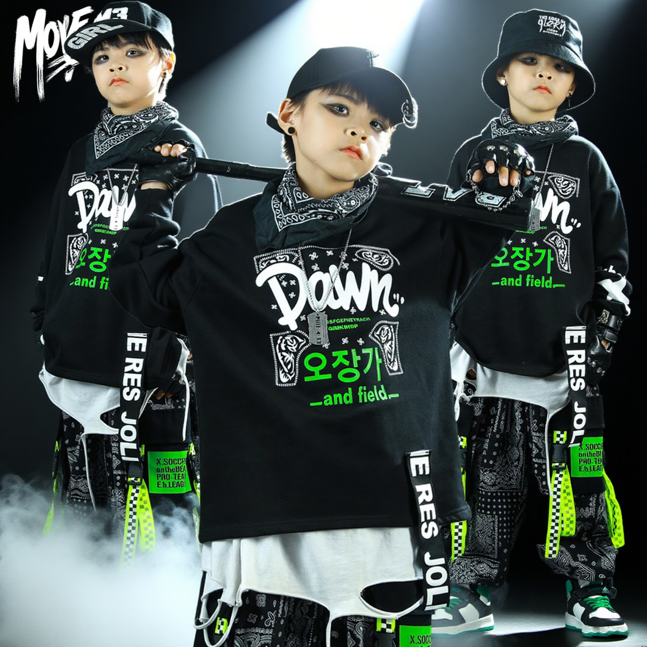 韩版少儿街舞嘻哈hiphop女潮服韩国男童架子鼓演出服舞台酷帅表演
