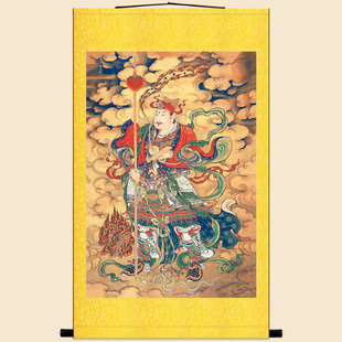 华光大帝马元帅神像画 明代古画版水陆画 复古卷轴挂画绢布装饰画