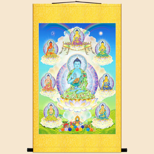 药师七佛佛像画卷轴挂画