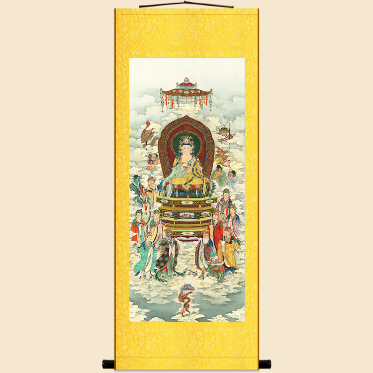南海观世音菩萨卷轴挂画装饰画