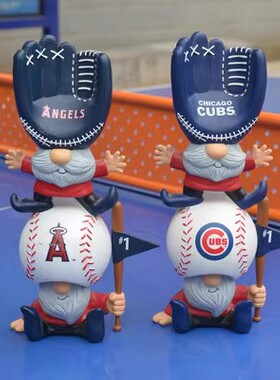 MLB职业棒球大联盟树脂摆件小矮人棒球手套棒球队盲盒