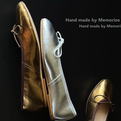 Memorize金闪银熠：时尚芭蕾女鞋手工单鞋品质平底圆头奶奶鞋ins