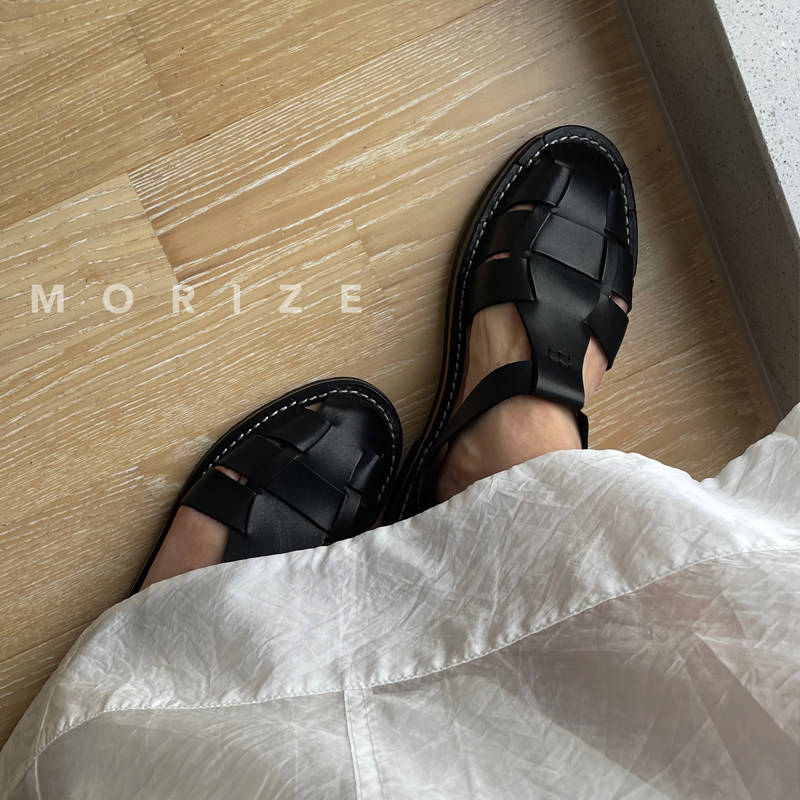 Memorize绮丽清夏：文艺镂空女士低跟凉鞋优雅手工经典系带低跟鞋