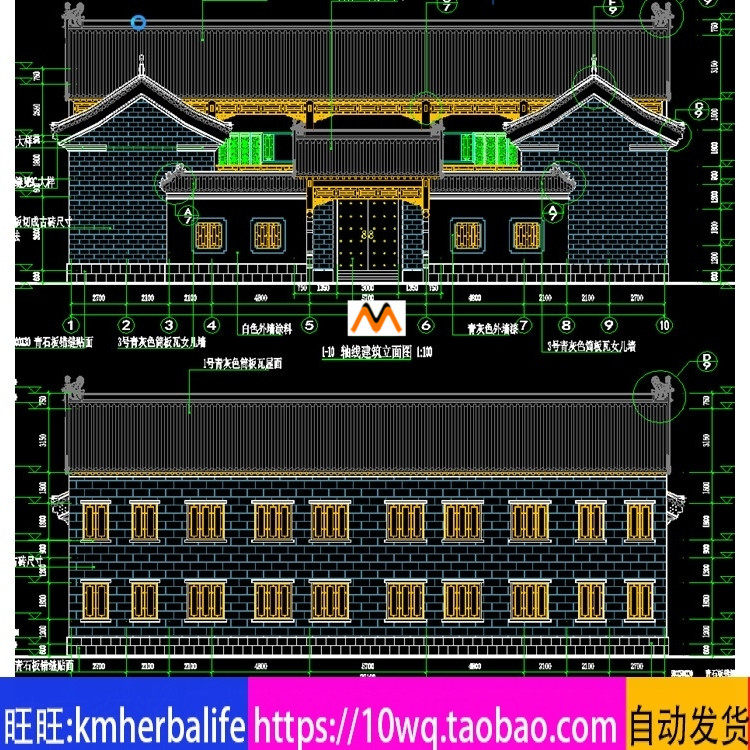 H82南方二层一颗印仿古建筑传统四合院大门全套施工图CAD图纸详图