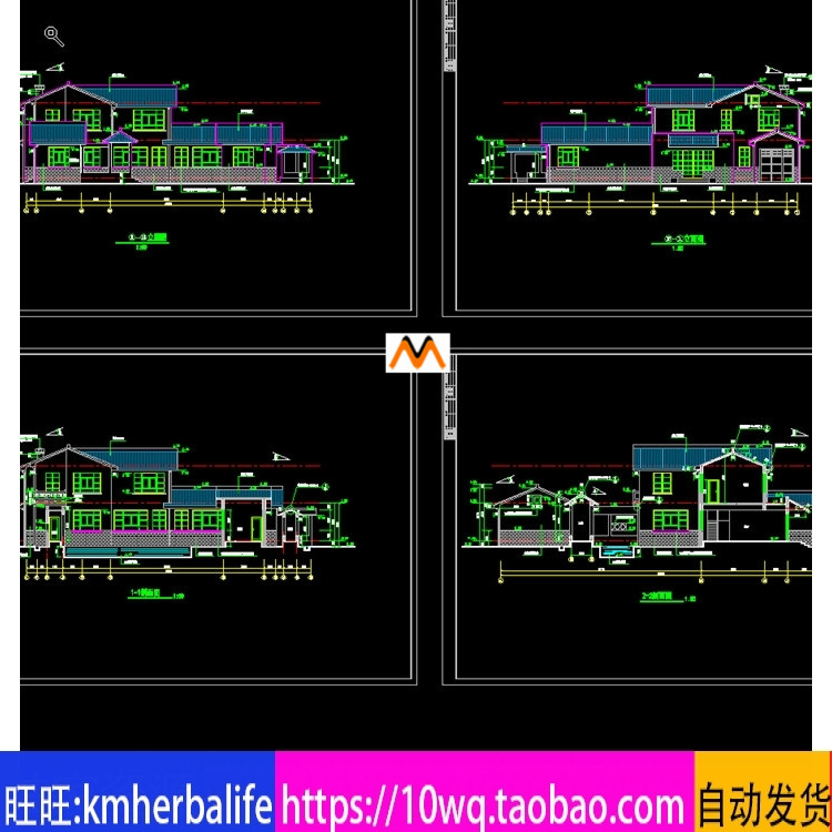 L1310中式古典仿古别墅休闲娱乐会所施工图基础结构配筋图CAD