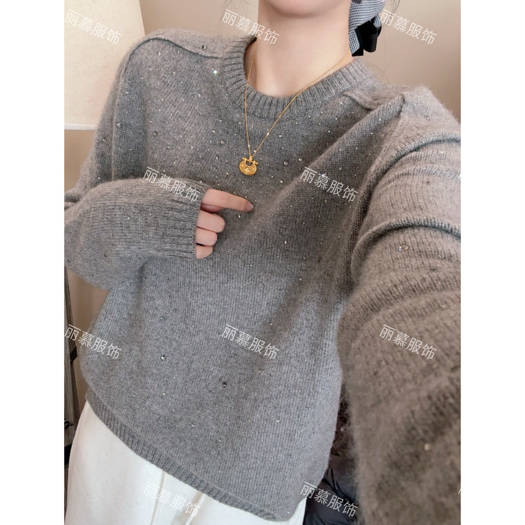 【浪漫星光】鱼骨马鞍肩水钻高气质圆领毛衣套头2681,女装/女士精品,毛衣,淘宝优惠券,粉丝福利购,淘宝优惠卷