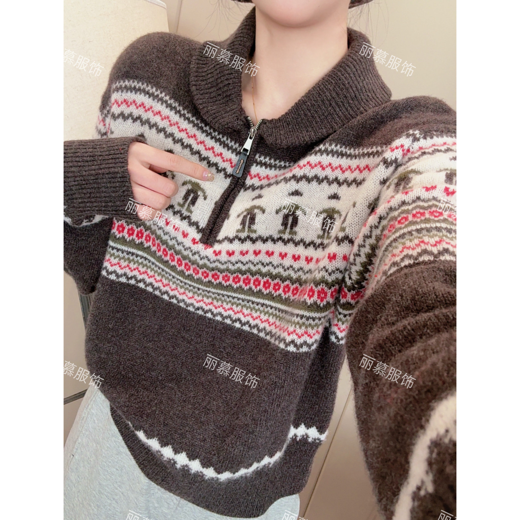 无品牌翻领民族风宽松型