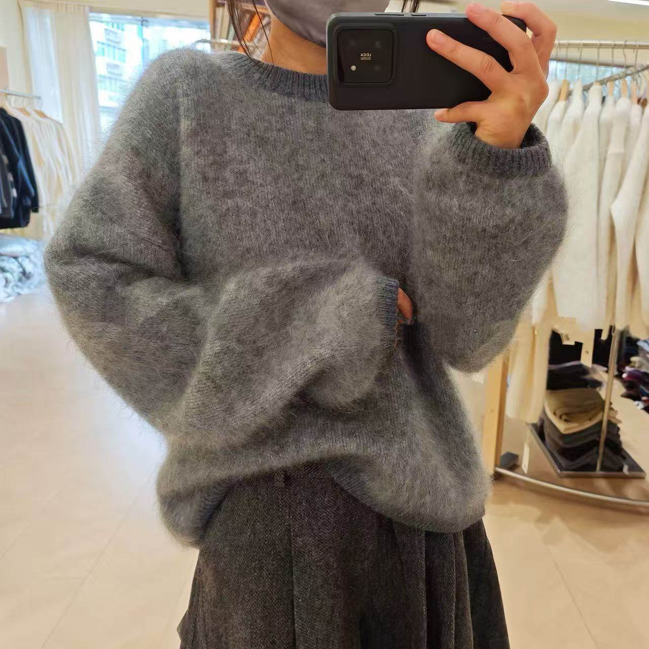 【伦敦灰】慵懒风宽松大版显瘦圆领针织衫女装新款毛衣2576,女装/女士精品,短外套,淘宝优惠券,粉丝福利购,淘宝优惠卷