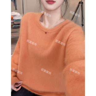 【秋日入场劵】暖暖秋日橘氛围感软糯气质毛衣女圆领针织衫2100