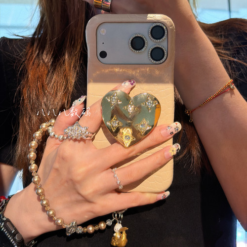 奢华皮质爱心支架iPhone手机壳
