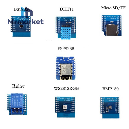 D1 Mini 套件WS2812/DHT11/继电器/SD卡座/DS18B20/BMP180
