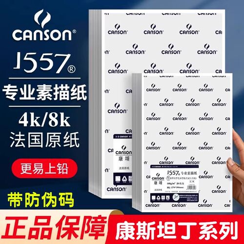 法国canson康颂康斯坦丁素描纸8k4k160g2K全开A4美术绘画1557考试