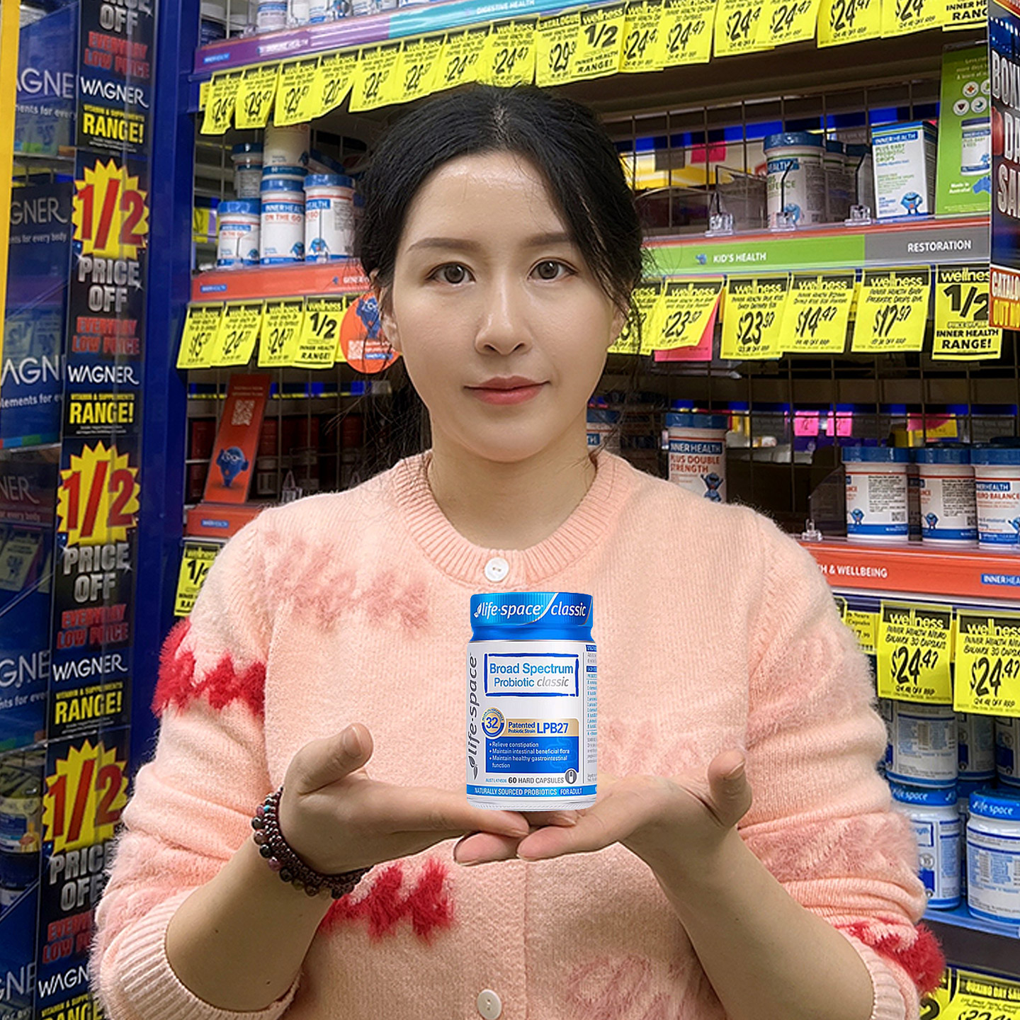 升级版新版 Life Space成人广谱益生菌胶囊60粒320亿益倍适益生元