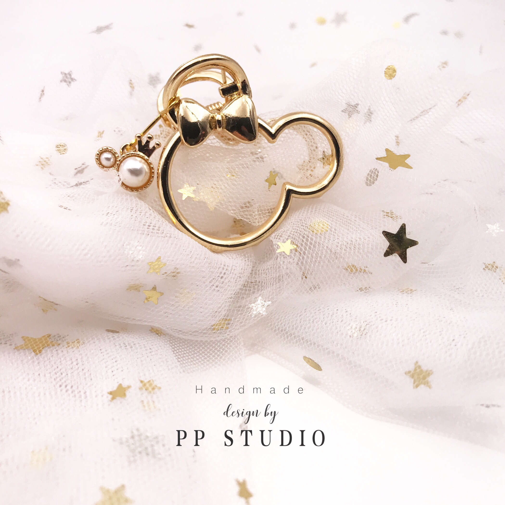 米奇金属珍珠流苏可爱顶夹