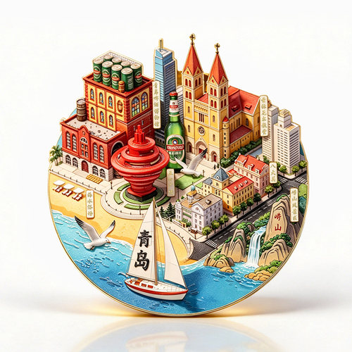 2026青岛3D金属浮雕旅游冰箱贴