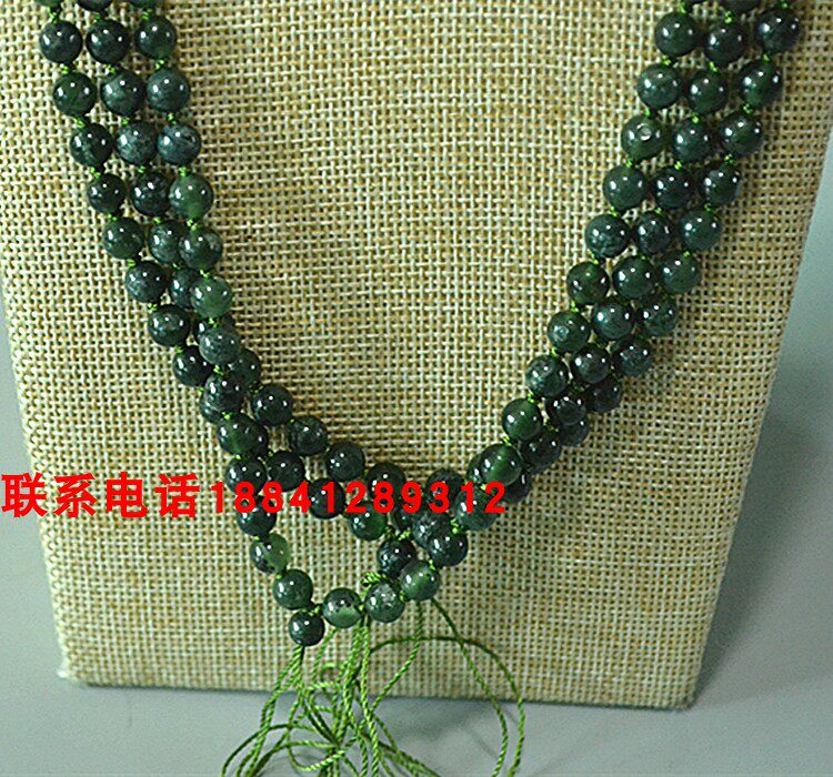 JADE MENS AND WOMENS NECKLACE PENDANT LANYARD XIUYU LONG SPINACH GREEN PENDANT ROPE BEADS 6MM NECKLACE PENDANT LANYARD