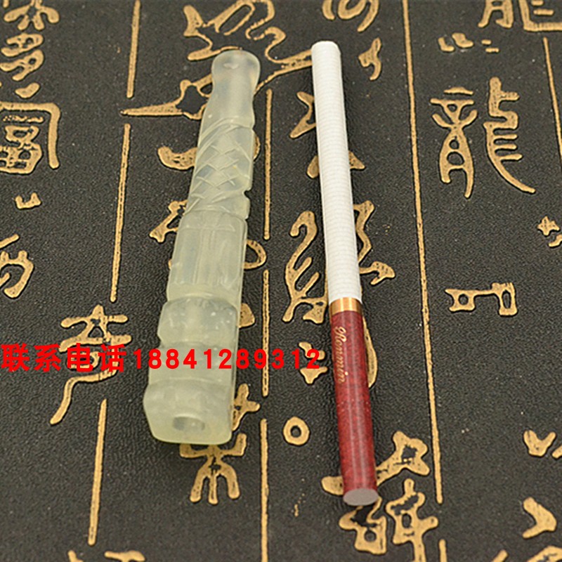 天然玉石龙头竹节细杆双重循环过滤烟嘴岫玉女士细杆可清洗烟嘴