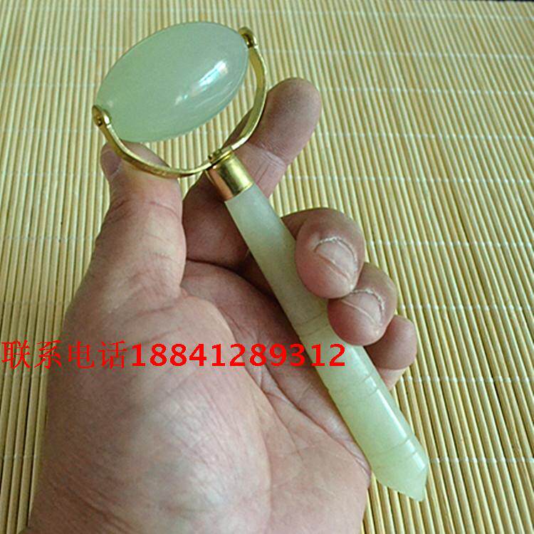 天然岫玉美容器按摩棒滚轮玉推玉石脸面部眼部美容保健按摩器