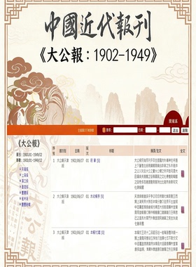 大公报中国近代报刊 民国期刊1902起天津汉口上海版全文数据下载