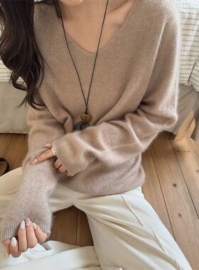 【9.10上新】2025秋季新款拉毛羊绒羊毛混纺毛衣圆领/V领针织上衣