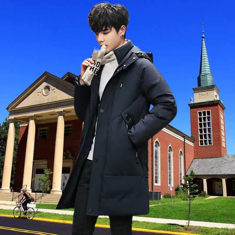 20冬季新爆款青少年学生白鸭绒羽绒服男中长款潮流牌帅气加厚外套