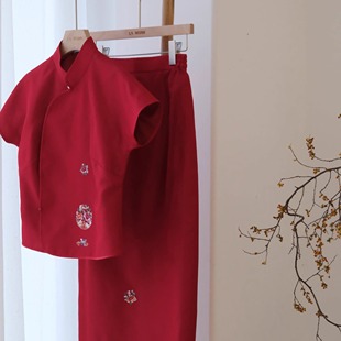 国风红色真丝绡刺绣分体旗袍套装 中式 婚礼订婚 缪觅 LAMUMI