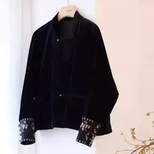 中式 缪觅 黑色丝绒苏绣气质外套日常宴会定制 MUMI