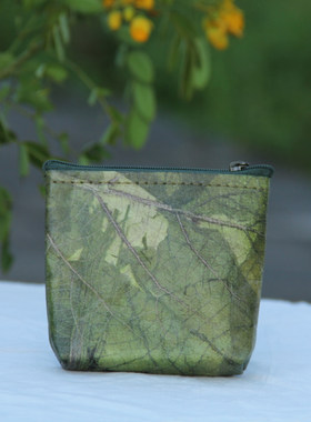 Teak原创柚木树叶钱包迷你零钱包饰品收纳袋