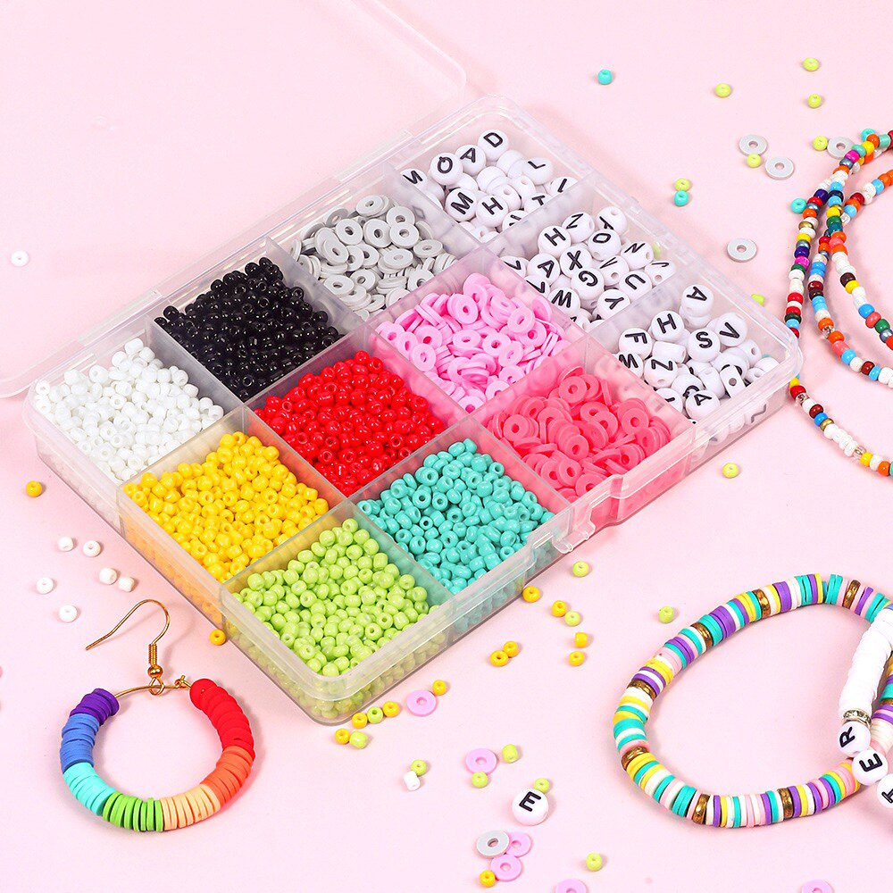 彩色软陶片12格盒装字母米珠软陶珠手工串珠diy饰品配件小众串珠