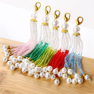 国风半成品挂坠汉服发簪材料 双色米珠流苏diy配饰新中式 2件 包邮