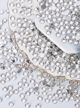 白色/白AB银底水钻按包跨境热销玻璃平底美甲水晶钻diy美甲创意