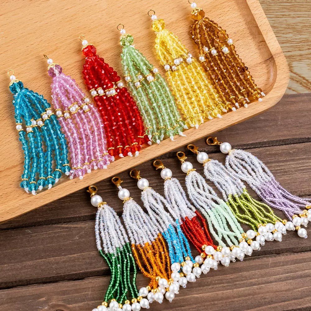 水晶串珠流苏穗子diy吊坠配件