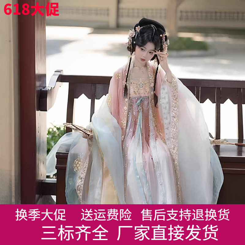 披帛华丽唐风齐胸裙刺绣大袖斗篷华丽汉服日常休闲儒裙套装演出