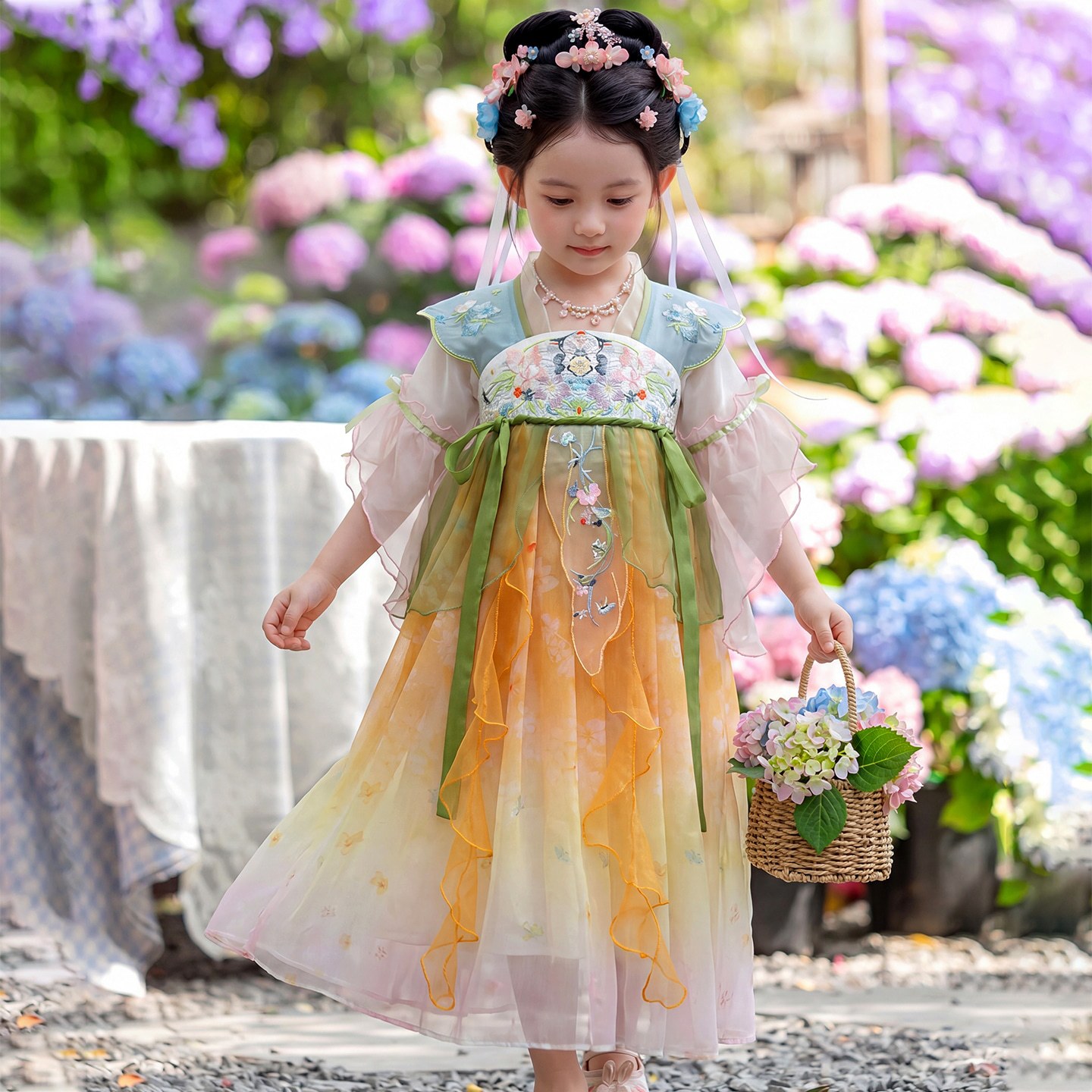 唐风夏秋女装汉服裙2026新款儿童新中式国风唐装古风连衣裙演出服