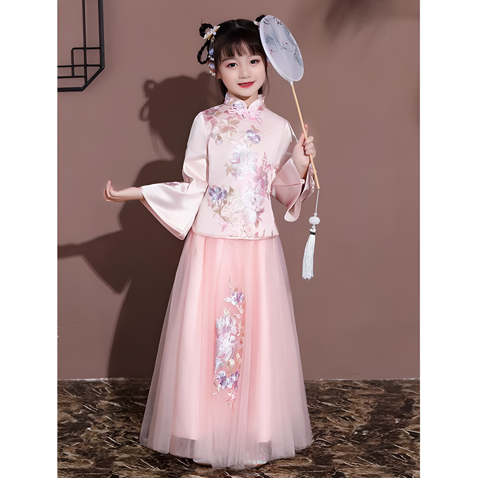 粉色网纱汉服女童2026秋季儿童古风襦裙日常中国风公主裙民族风