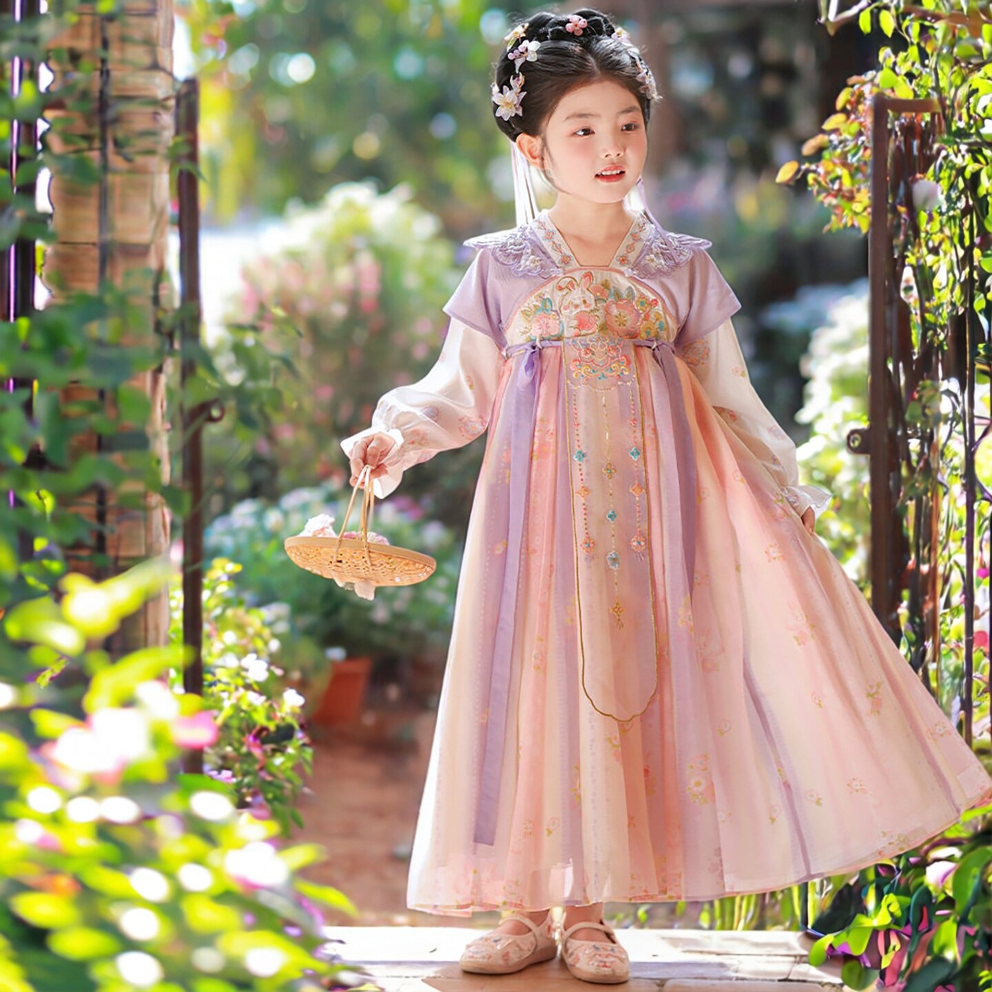 汉服裙女童2026秋季中国风唐装儿童装古风古装连衣裙子唐制公主裙