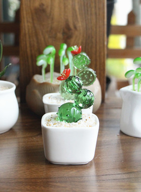 创意摆件淄博琉璃多肉仙人掌摆件