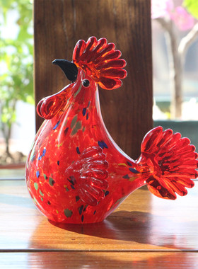 琉璃大公鸡博山玻璃生肖装饰品