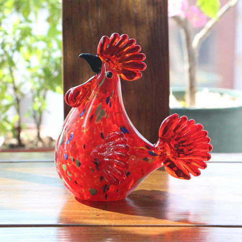 琉璃大公鸡博山玻璃生肖装饰品
