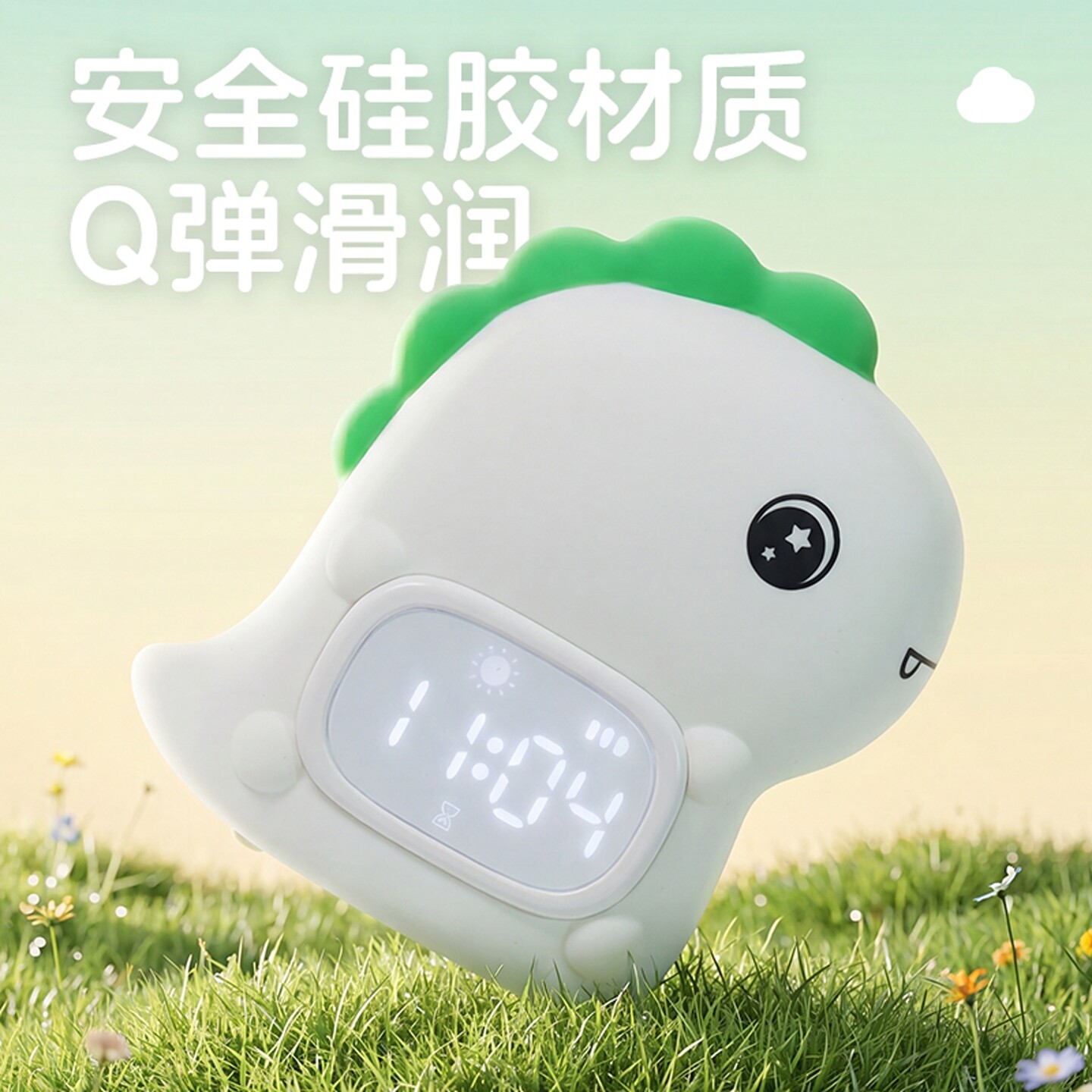 恐龙闹钟灯创意七彩可爱学生夜灯图片