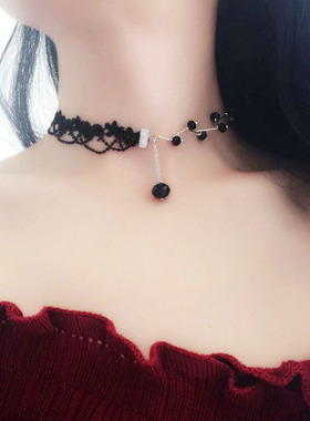choker黑色暗黑系蕾丝锁骨链网红