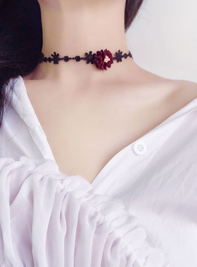 法式项链女纯银雏菊花朵choker