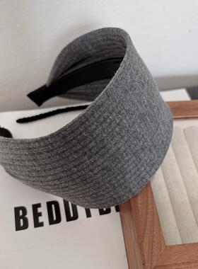 易梦玲同款灰色宽边发箍女2026新款高级感高颅顶针织头箍发带发饰